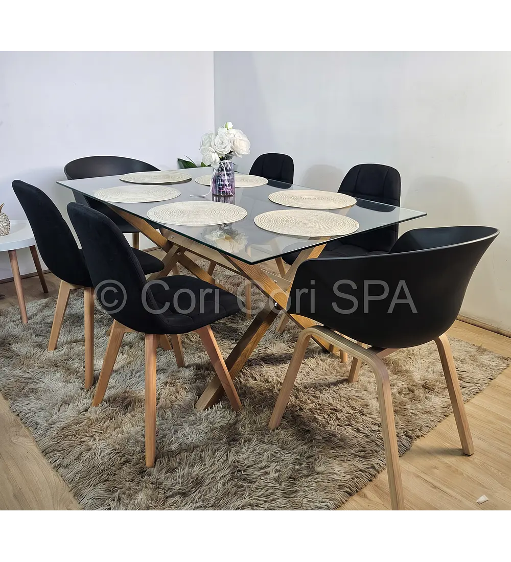Comedor Medlock 120x80cm + 4  Sillas Capitonne Velvet + 2 Sillas Cup