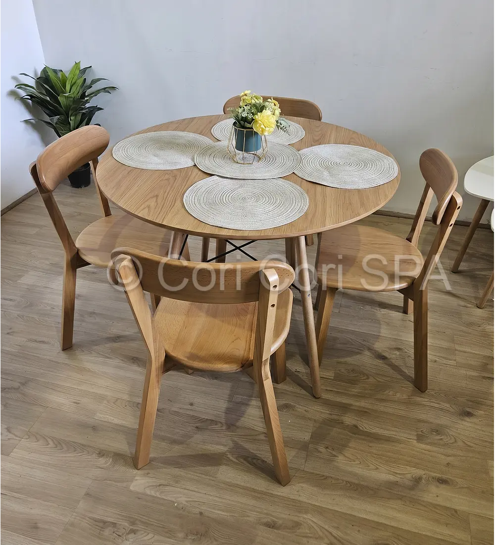Comedor Mesa Eames 100cms + 4 Sillas Fresno 