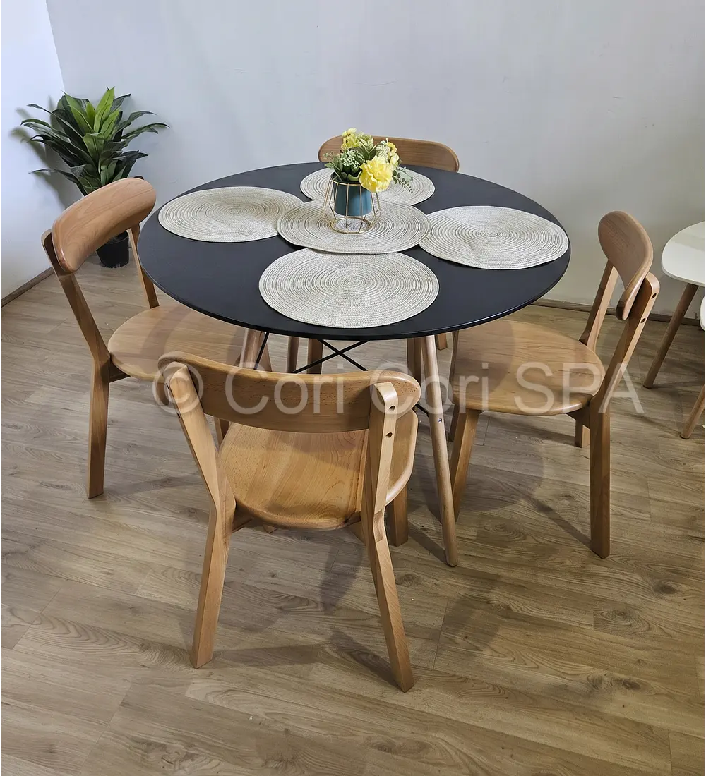 Comedor Mesa Eames 100cms + 4 Sillas Fresno 