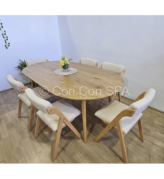 Comedor Mesa Expandible (100 - 180cms) + Sillas Betlahem de Madera Plegable