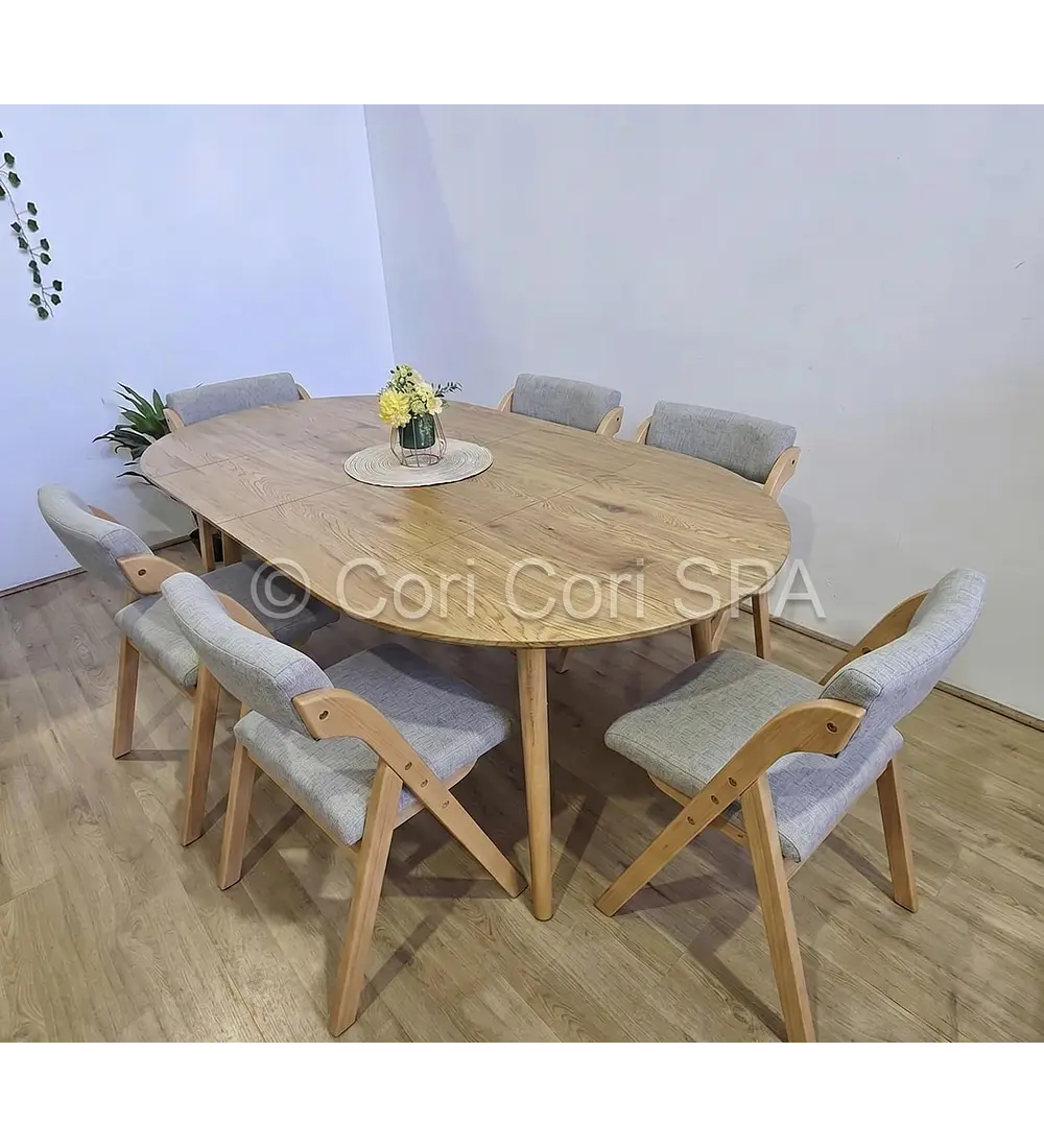 Comedor Mesa Expandible (100 - 180cms) + Sillas Betlahem de Madera Plegable