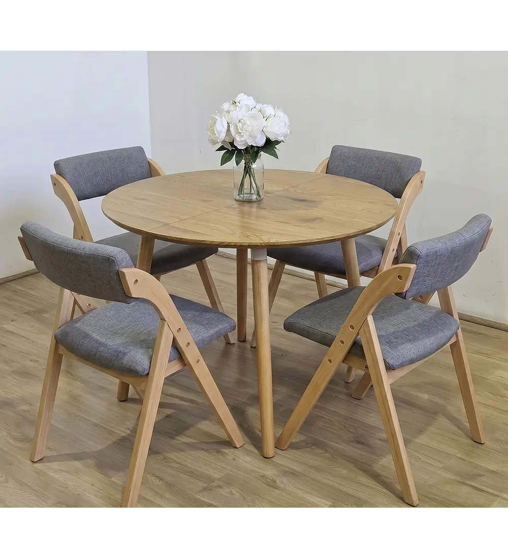 Comedor Mesa Aura Wood 100cms + 4  Sillas Betlahem de Madera Plegable