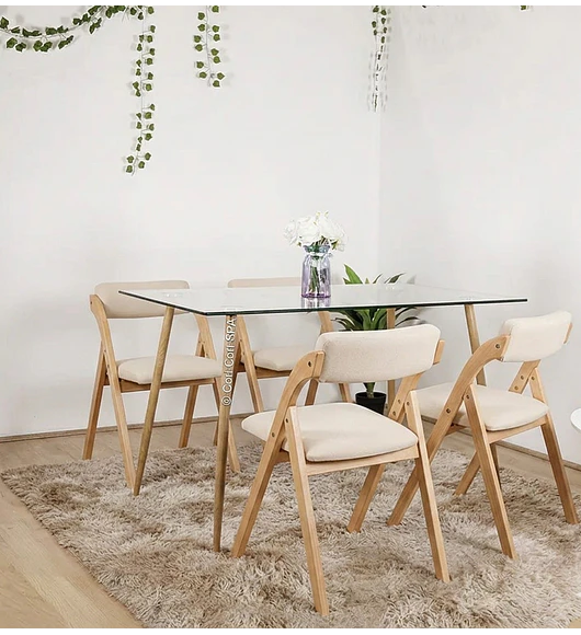 Comedor Rubi 120x80 + 4 Silla Betlahem de Madera Plegable Acolchada