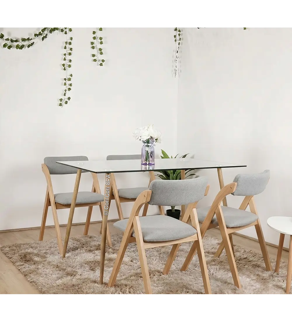 Comedor Rubi 120x80 + 4 Silla Betlahem de Madera Plegable Acolchada