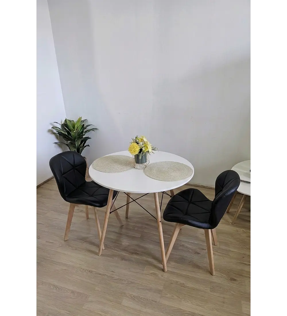 Comedor Eames 80cms + 2 Sillas Mariposa Ecocuero - Wood