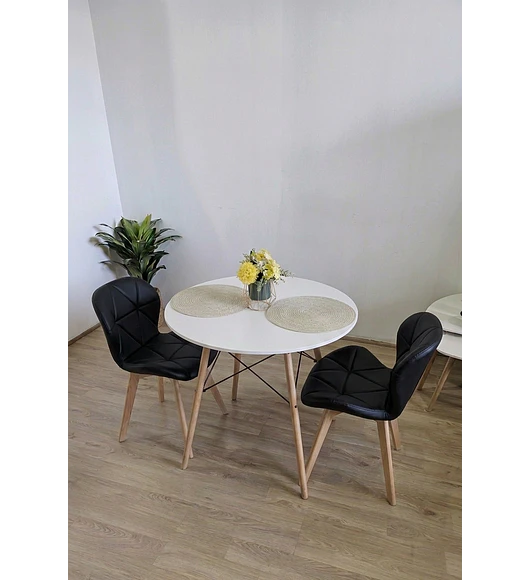 Comedor Eames 80cms + 2 Sillas Mariposa Ecocuero - Wood