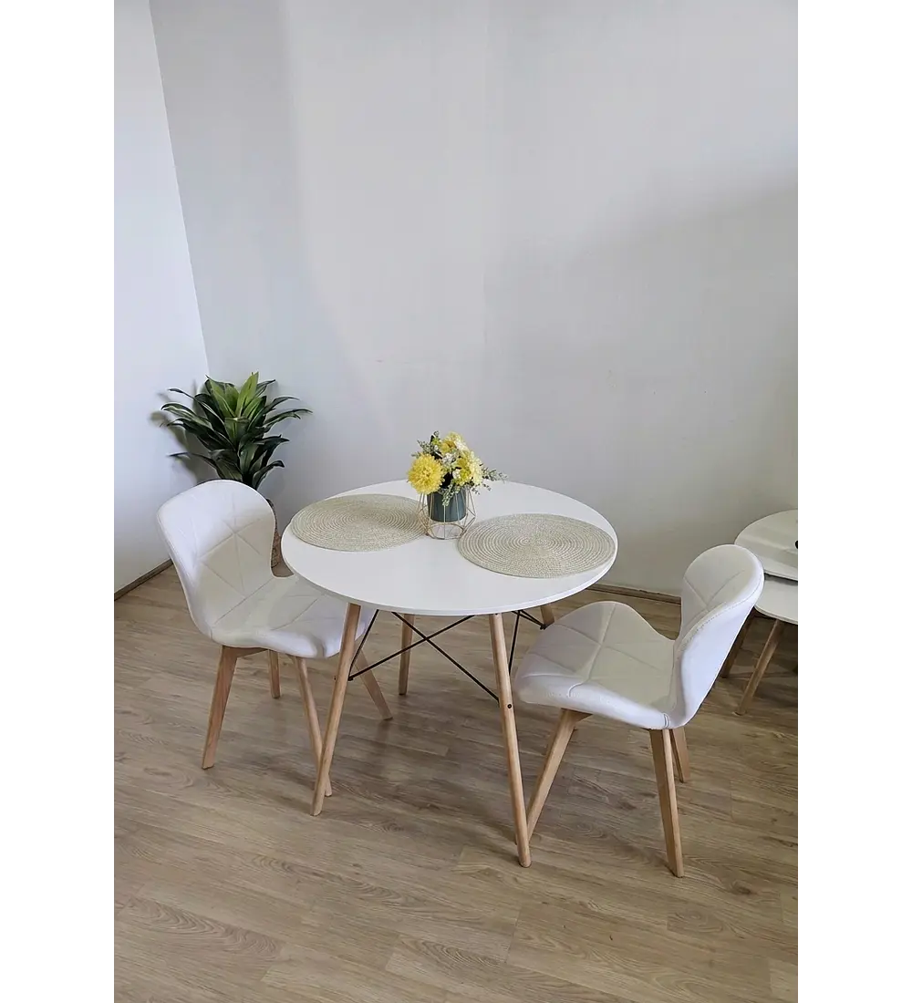 Comedor Eames 80cms + 2 Sillas Mariposa Ecocuero - Wood