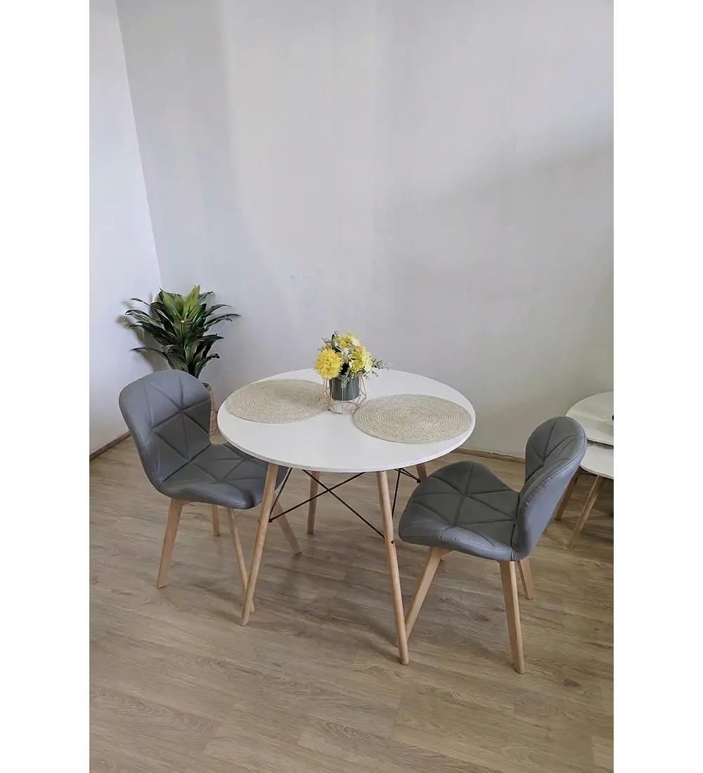 Comedor Eames 80cms + 2 Sillas Mariposa Ecocuero - Wood