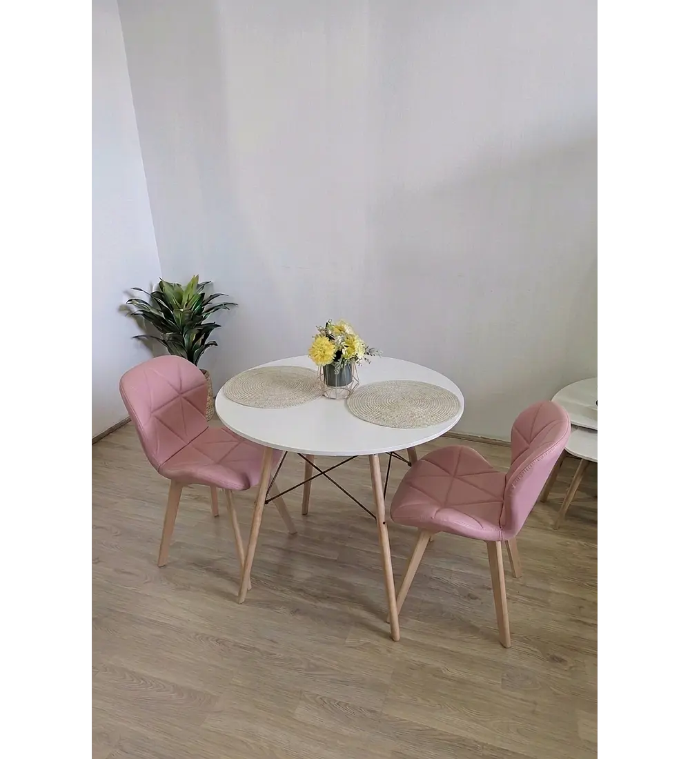 Comedor Eames 80cms + 2 Sillas Mariposa Ecocuero - Wood