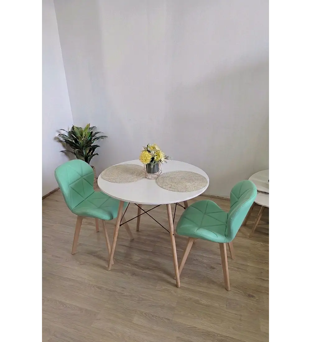 Comedor Eames 80cms + 2 Sillas Mariposa Ecocuero - Wood