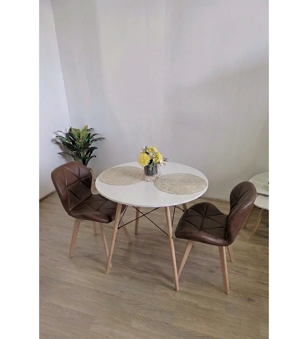 Comedor Eames 80cms + 2 Sillas Mariposa Ecocuero - Wood