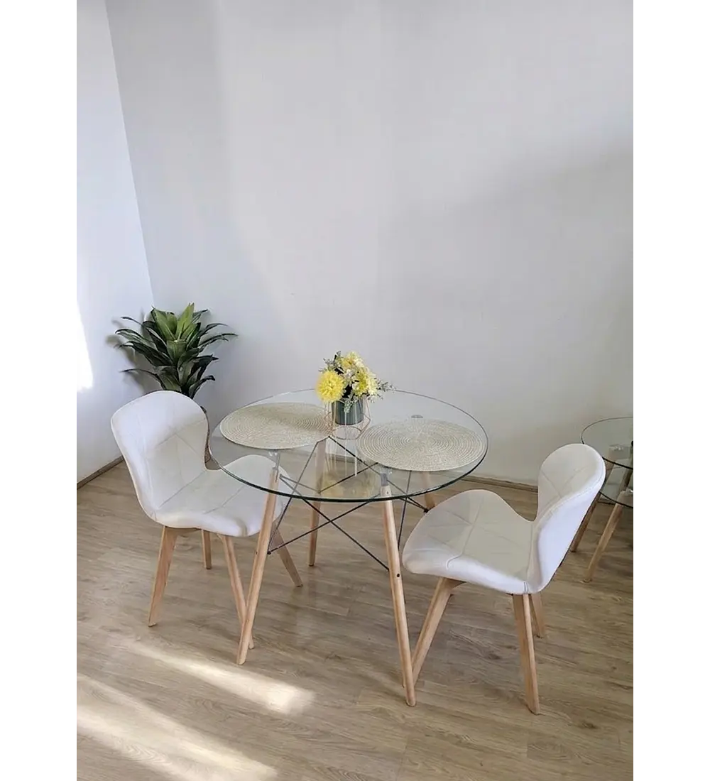 Comedor Eames 80cms + 2 Sillas Mariposa Ecocuero - Wood