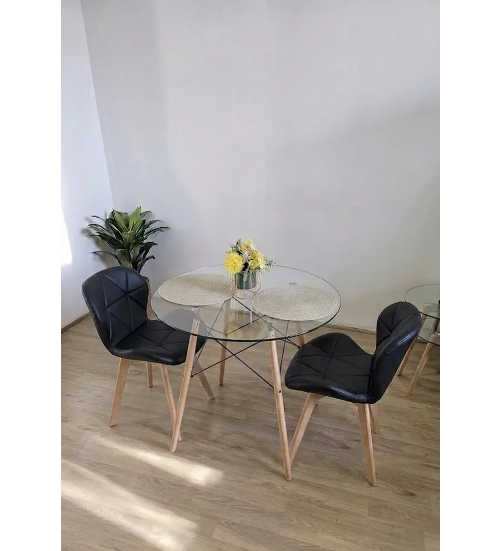Comedor Eames 80cms + 2 Sillas Mariposa Ecocuero - Wood