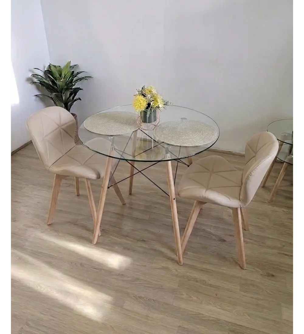 Comedor Eames 80cms + 2 Sillas Mariposa Ecocuero - Wood