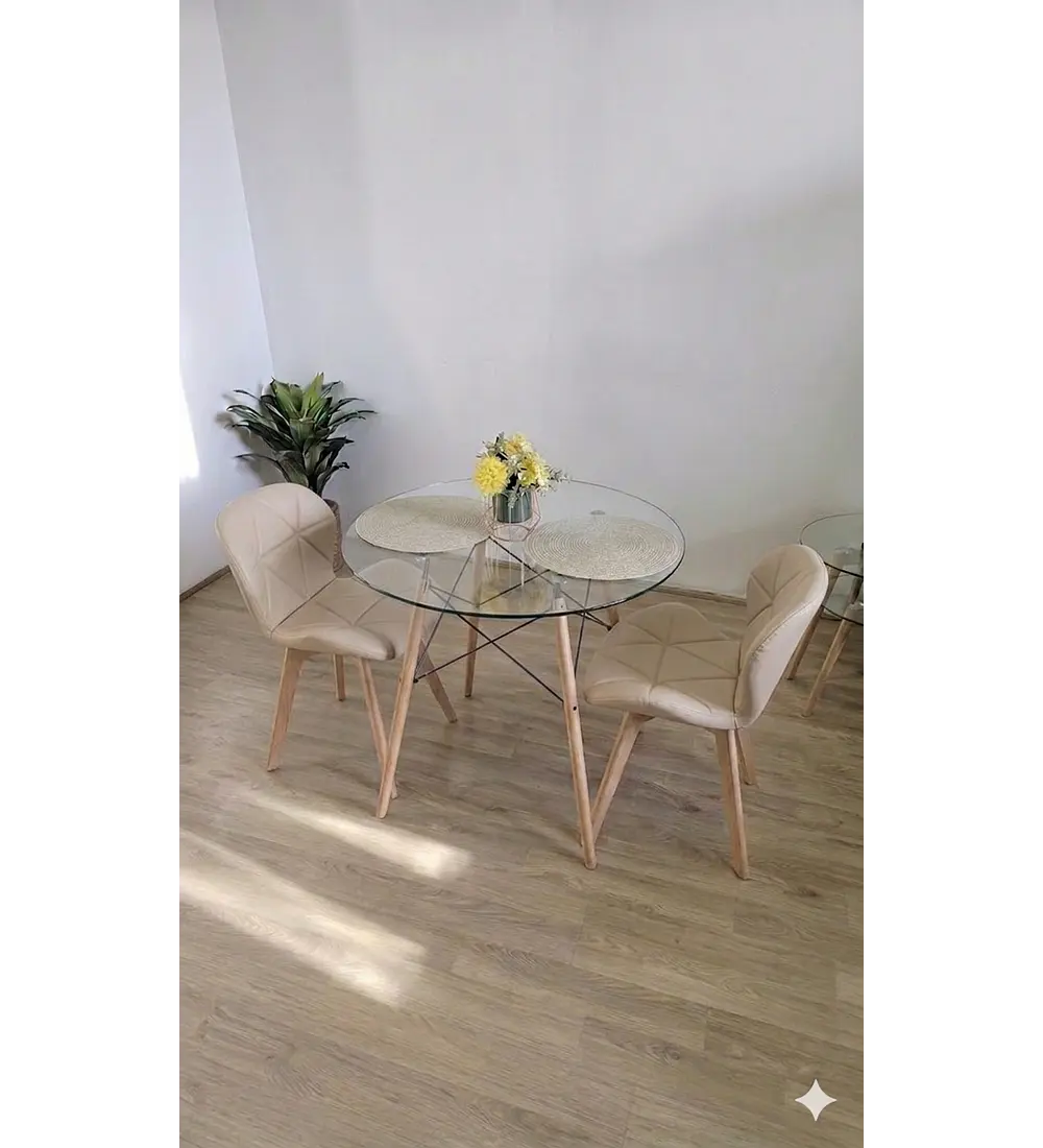 Comedor Eames 80cms + 2 Sillas Mariposa Ecocuero - Wood