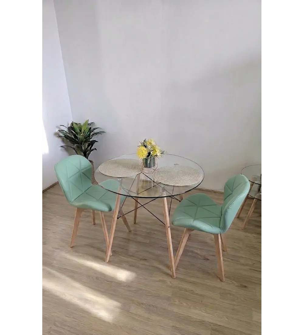 Comedor Eames 80cms + 2 Sillas Mariposa Ecocuero - Wood