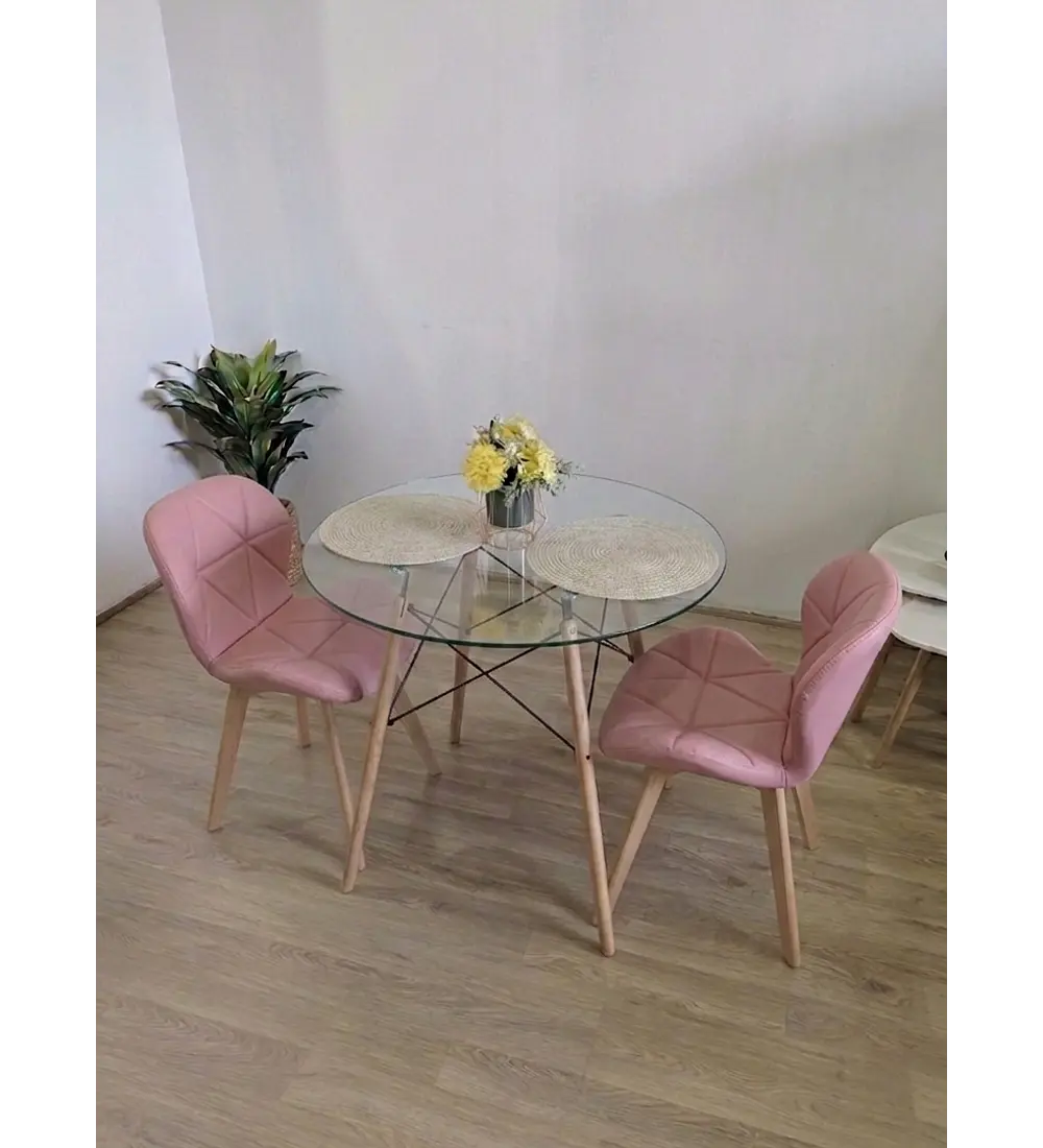Comedor Eames 80cms + 2 Sillas Mariposa Ecocuero - Wood