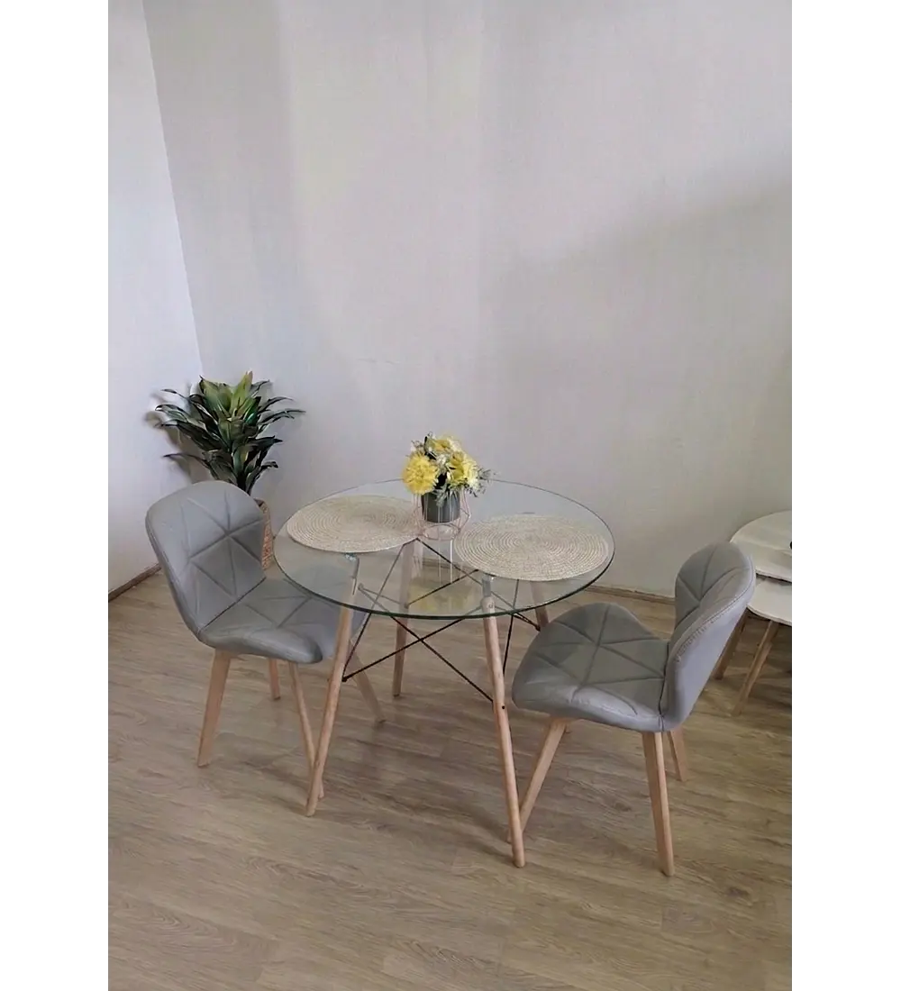 Comedor Eames 80cms + 2 Sillas Mariposa Ecocuero - Wood