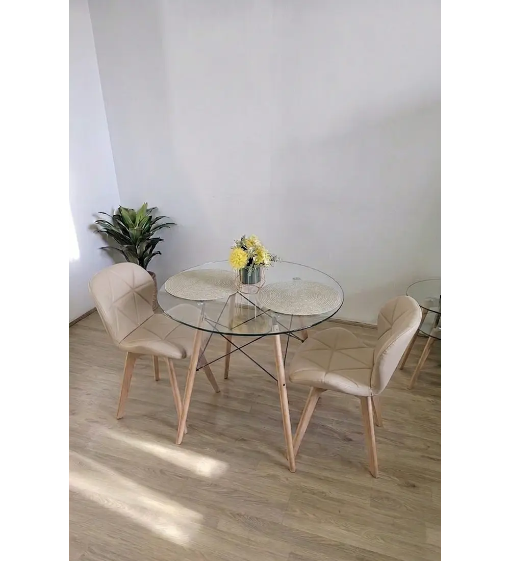 Comedor Eames 80cms + 2 Sillas Mariposa Ecocuero - Wood