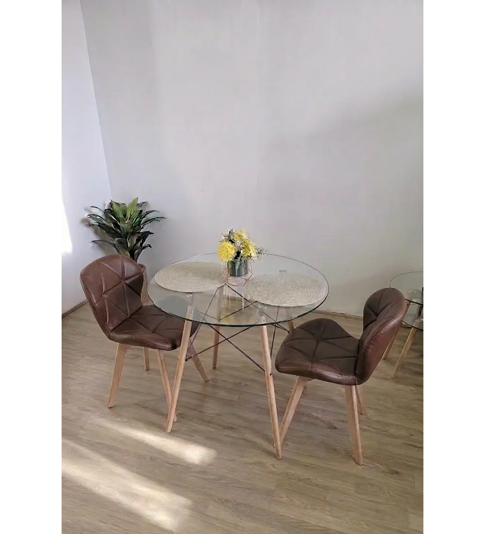 Comedor Eames 80cms + 2 Sillas Mariposa Ecocuero - Wood