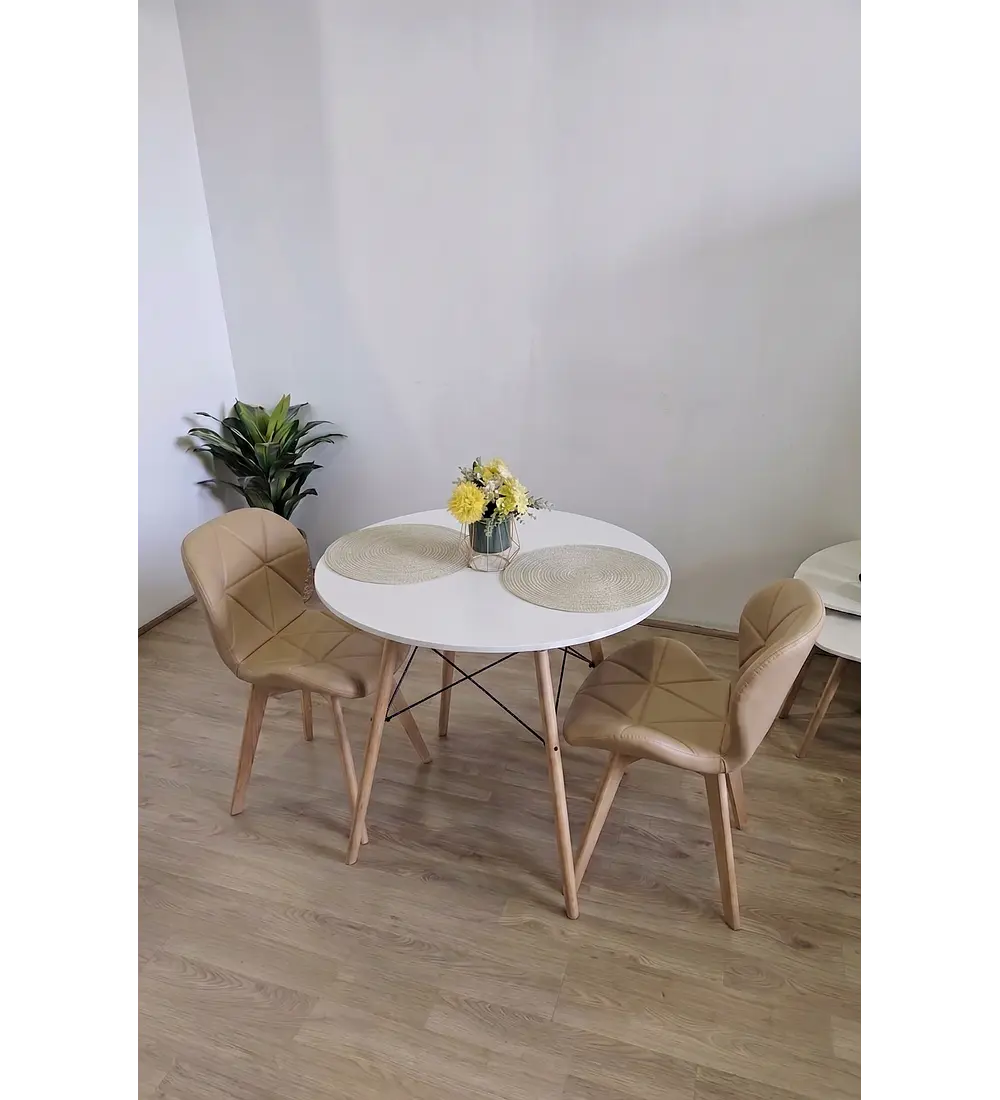 Comedor Eames 80cms + 2 Sillas Mariposa Ecocuero - Wood