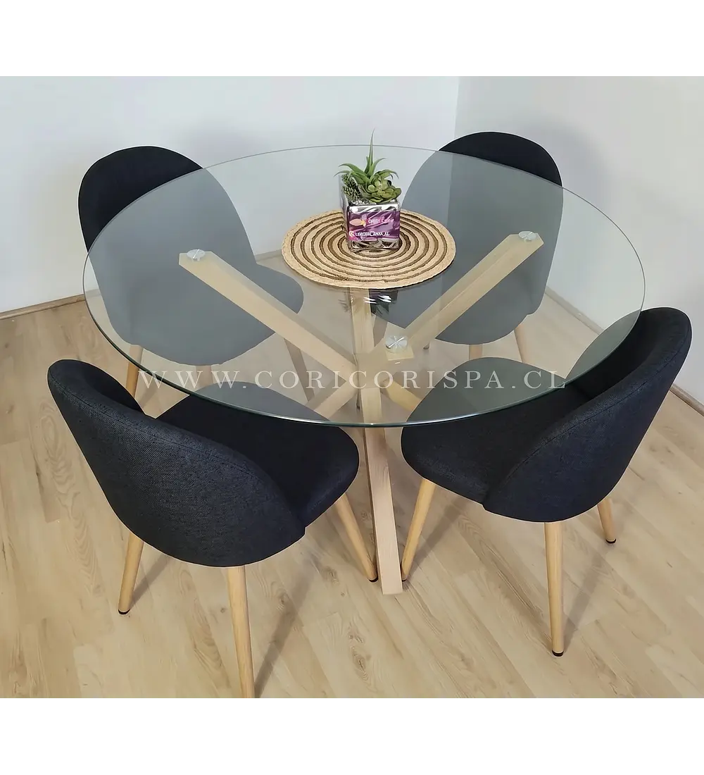 Comedor Warwick 120cms + 4 Sillas Bread Lino