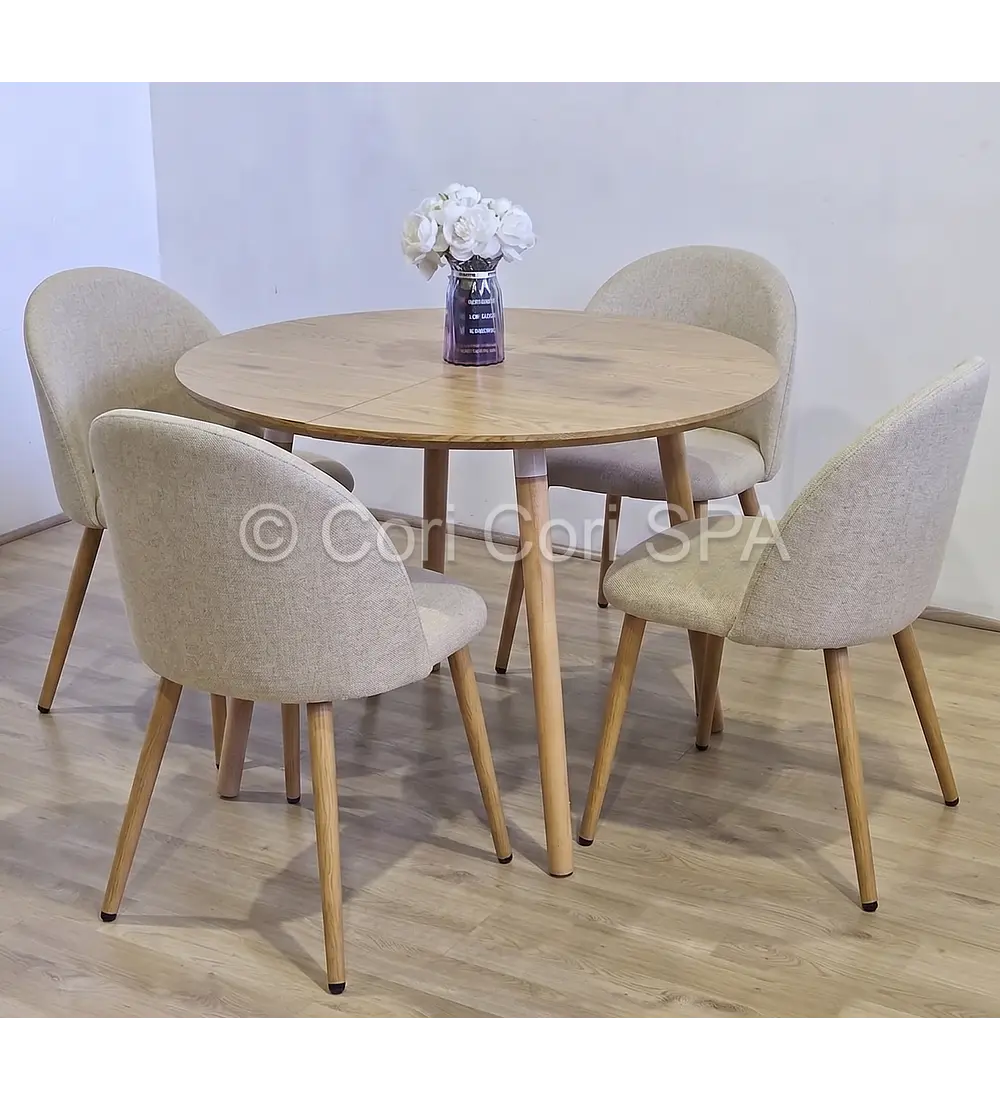 Comedor Mesa Expandible (100 - 180cms) + Sillas Bread Lino