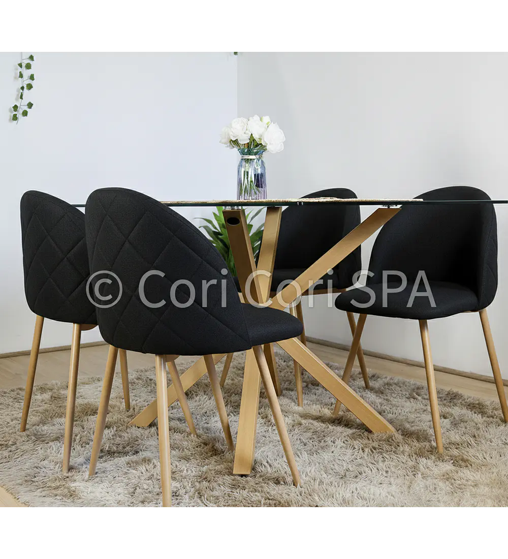 Comedor Madrid 140x80cms + 6 Sillas Bread Lino Wood