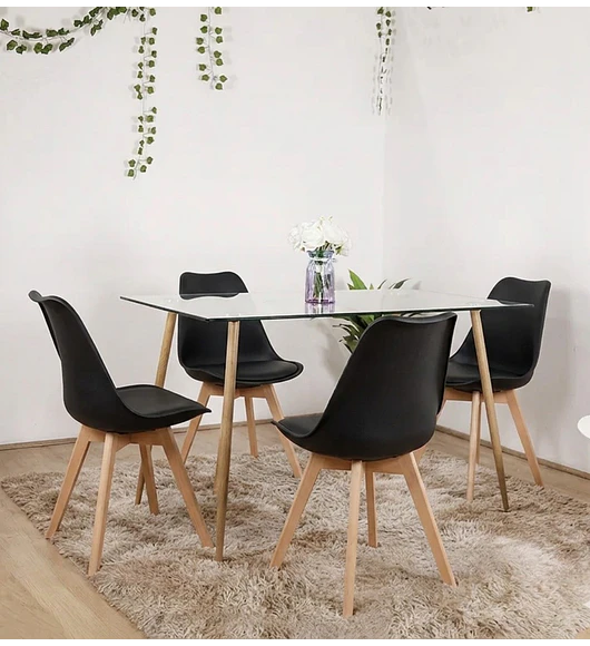 Comedor Rubi 120x80cms + 4 Sillas Tulip Lino