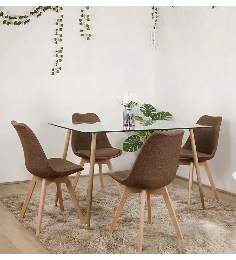 Comedor Rubi 120x80cms + 4 Sillas Tulip Lino