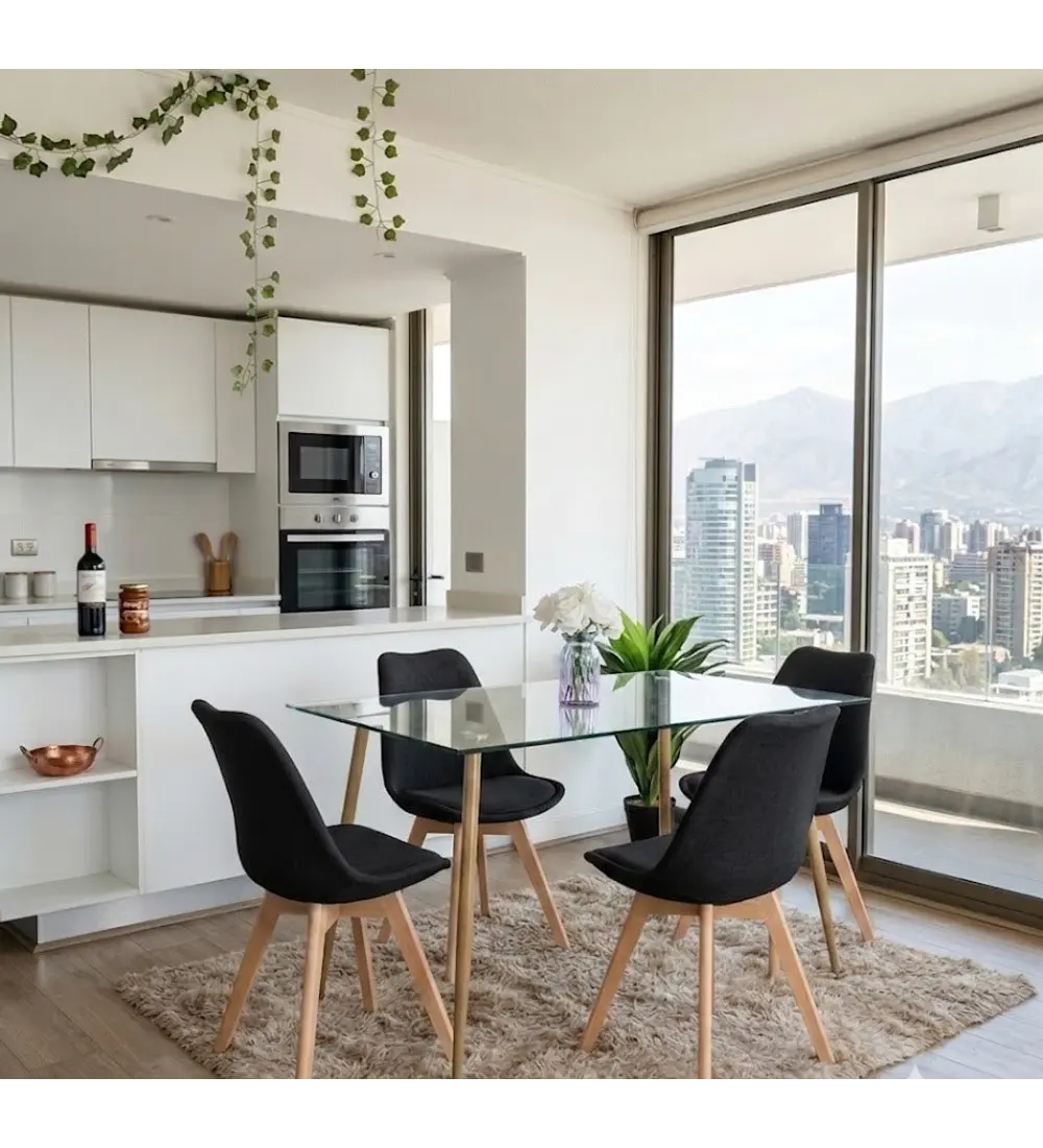 Comedor Rubi 120x80cms + 4 Sillas Tulip Lino