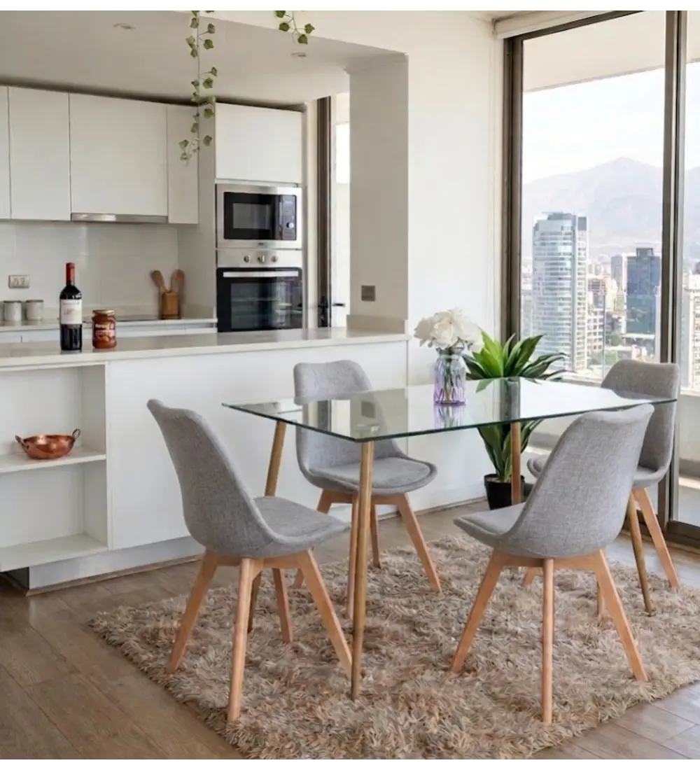 Comedor Rubi 120x80cms + 4 Sillas Tulip Lino