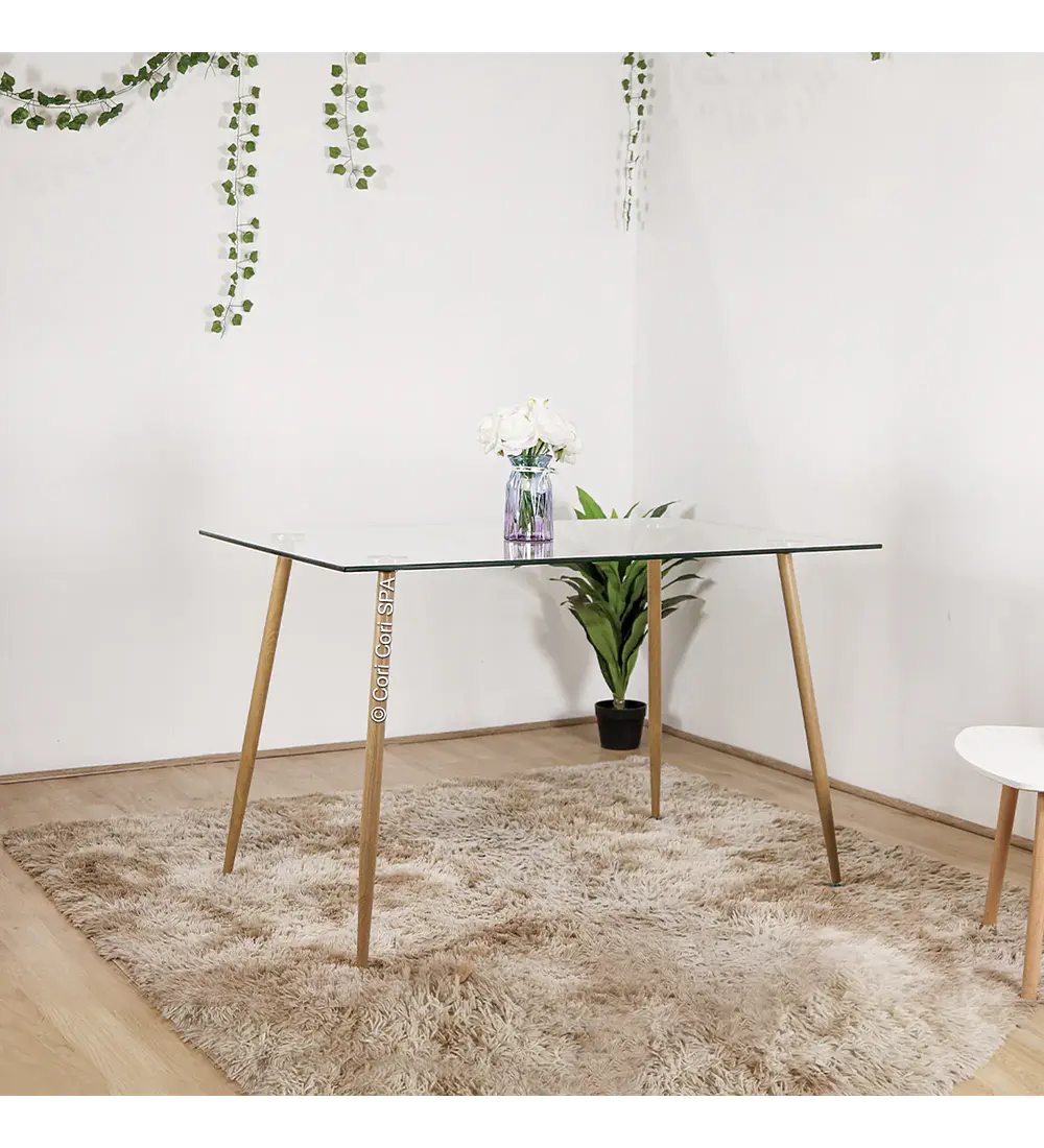 Comedor Mesa Rubi Vidrio 120x80 cm + 4 Sillas Delta