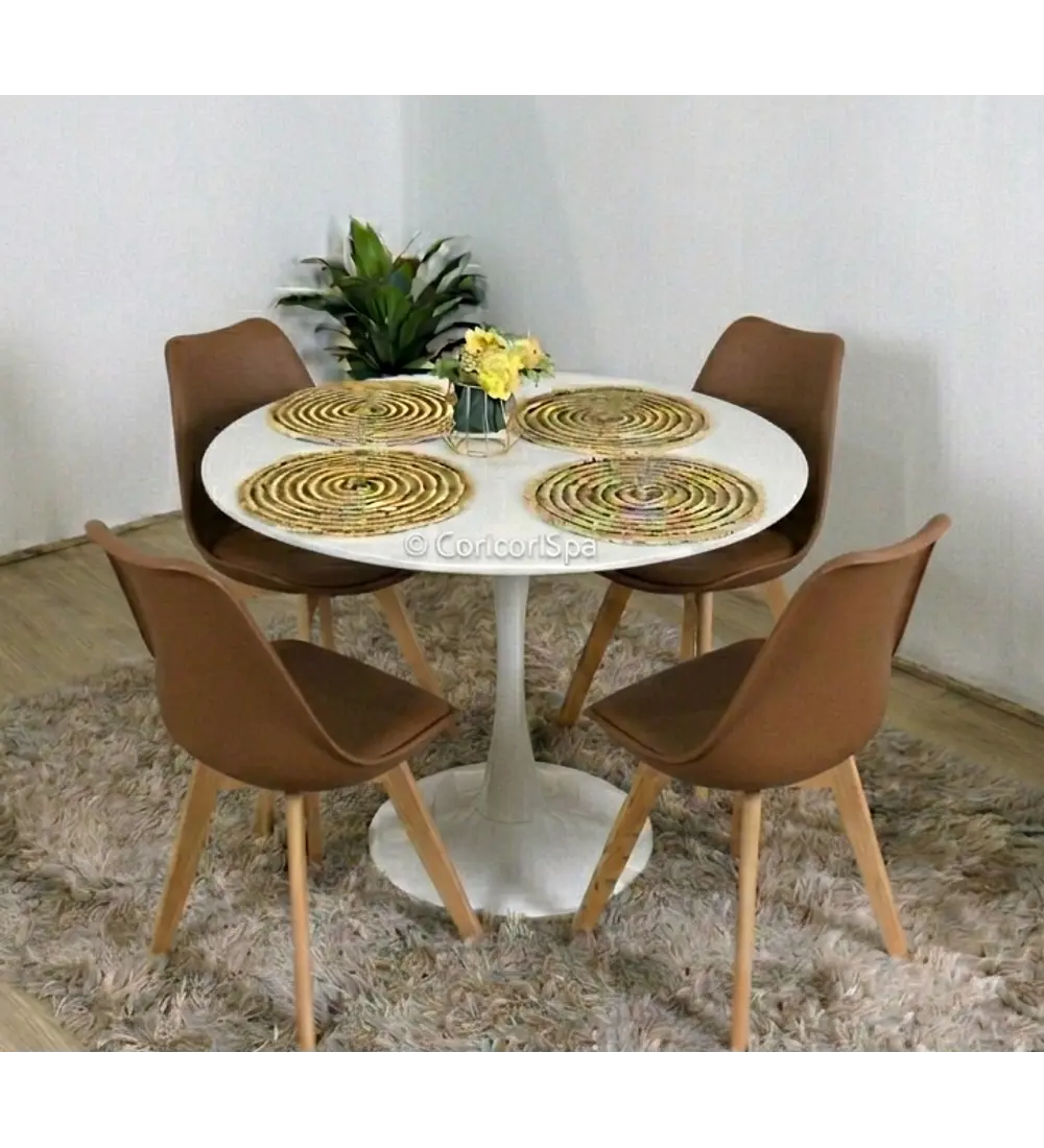 Comedor Mesa Tulip Blanca 100cms + 4 Sillas Tulip