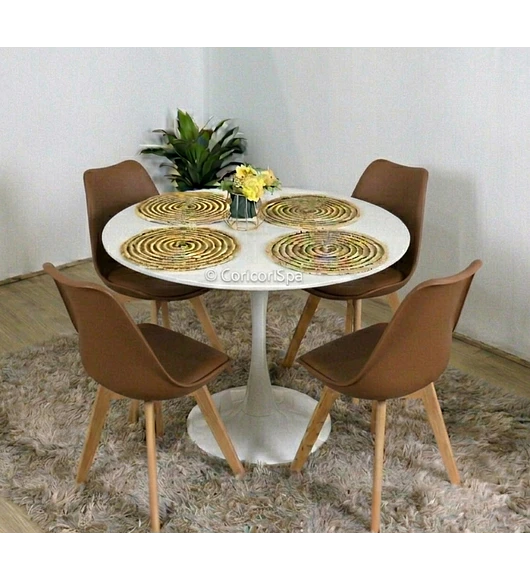 Comedor Mesa Tulip Blanca 100cms + 4 Sillas Tulip