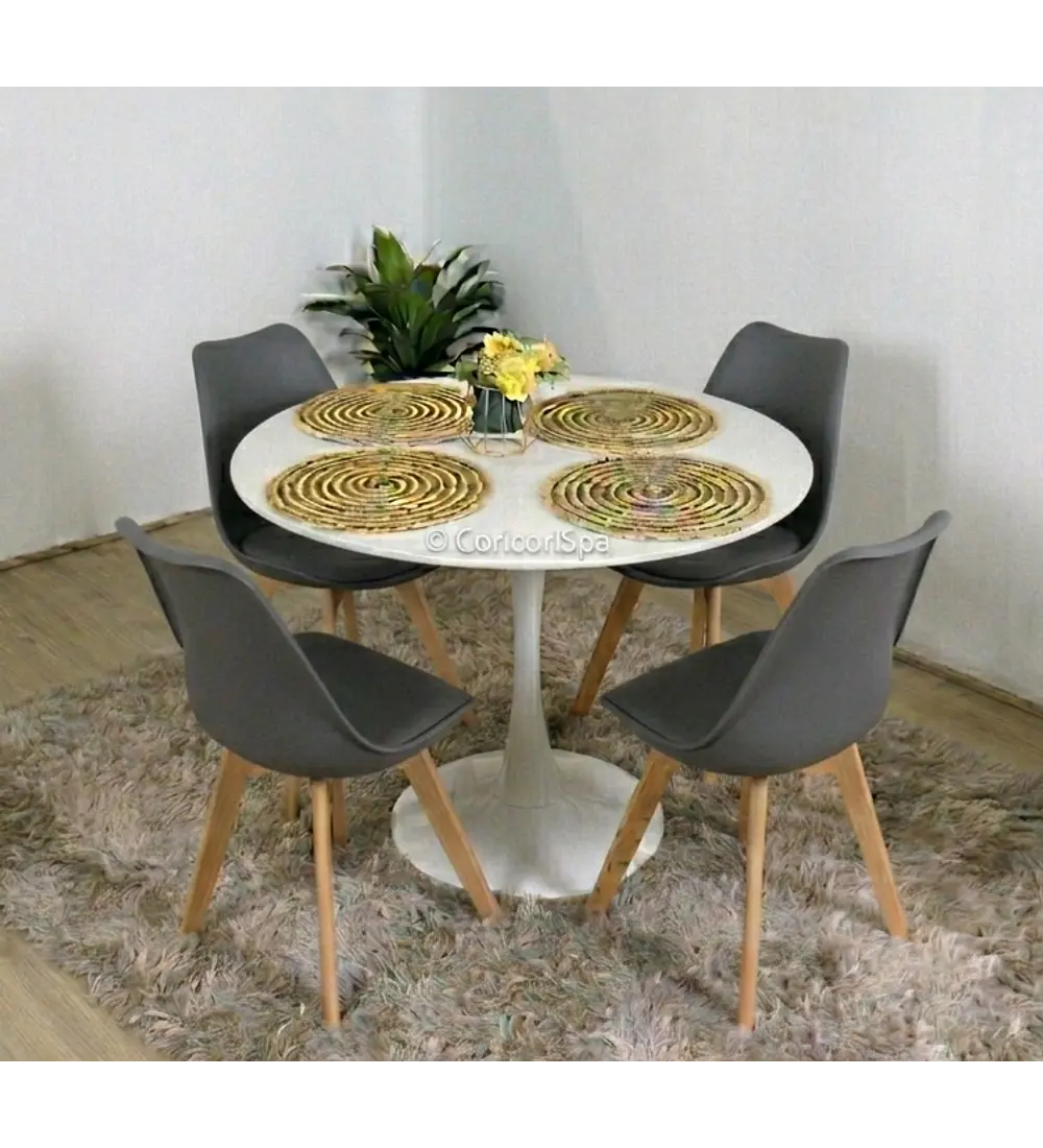 Comedor Mesa Tulip Blanca 100cms + 4 Sillas Tulip