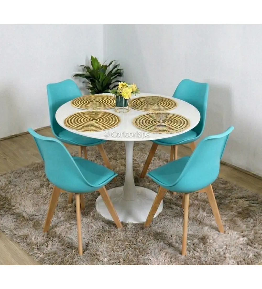 Comedor Mesa Tulip Blanca 100cms + 4 Sillas Tulip