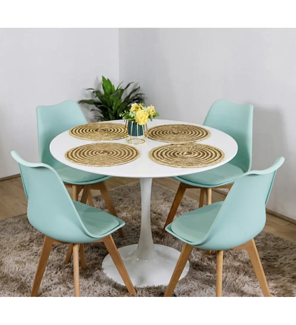 Comedor Mesa Tulip Blanca 100cms + 4 Sillas Tulip