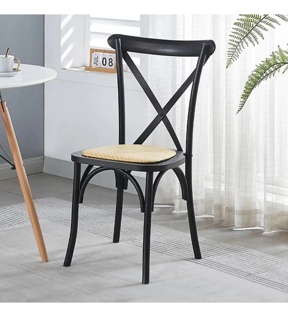 Comedor Rubi Vidrio 120x80cm + 4 Sillas Crossback Madera