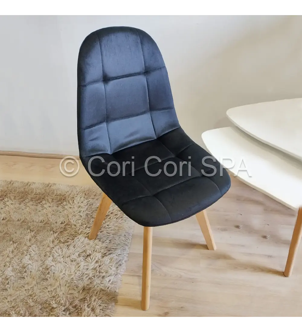 Comedor Mesa Tulip 100cms Blanca + 4 Sillas Capitonne Velvet
