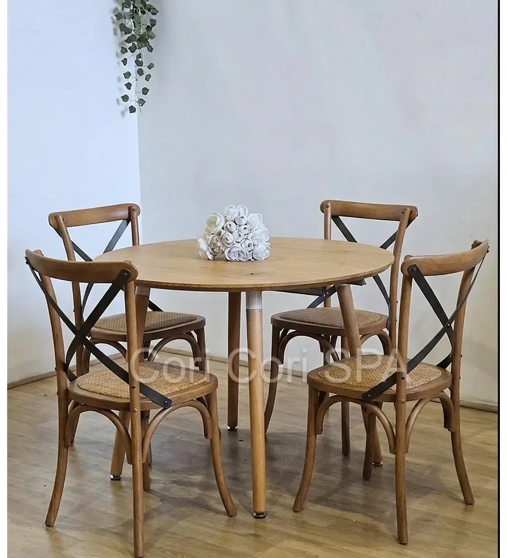 Comedor Mesa Expandible (100 - 180cms) + 4 Sillas Crossback
