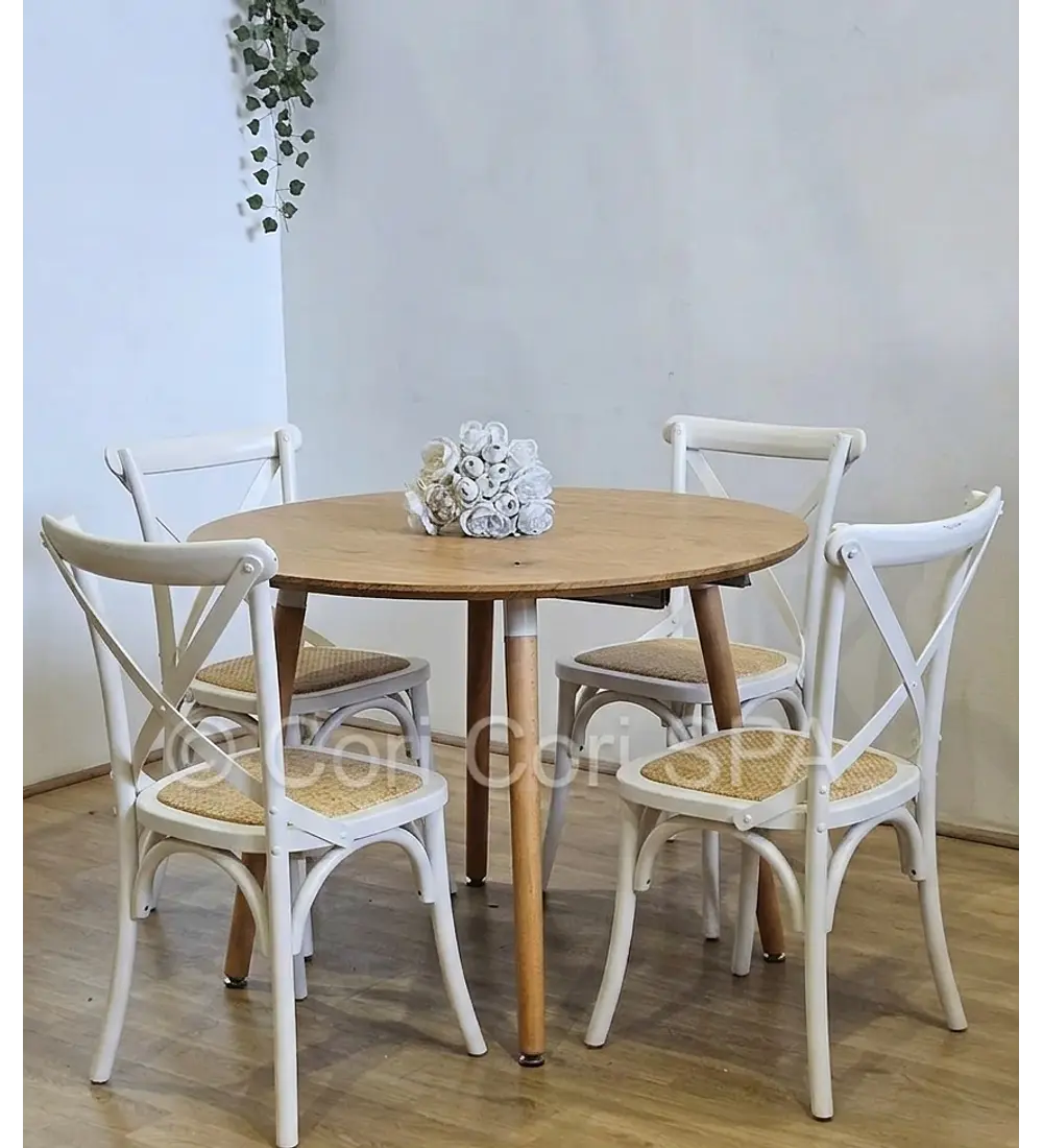 Comedor Mesa Expandible (100 - 180cms) + 4 Sillas Crossback