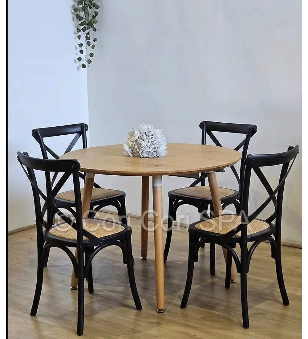 Comedor Mesa Expandible (100 - 180cms) + 4 Sillas Crossback