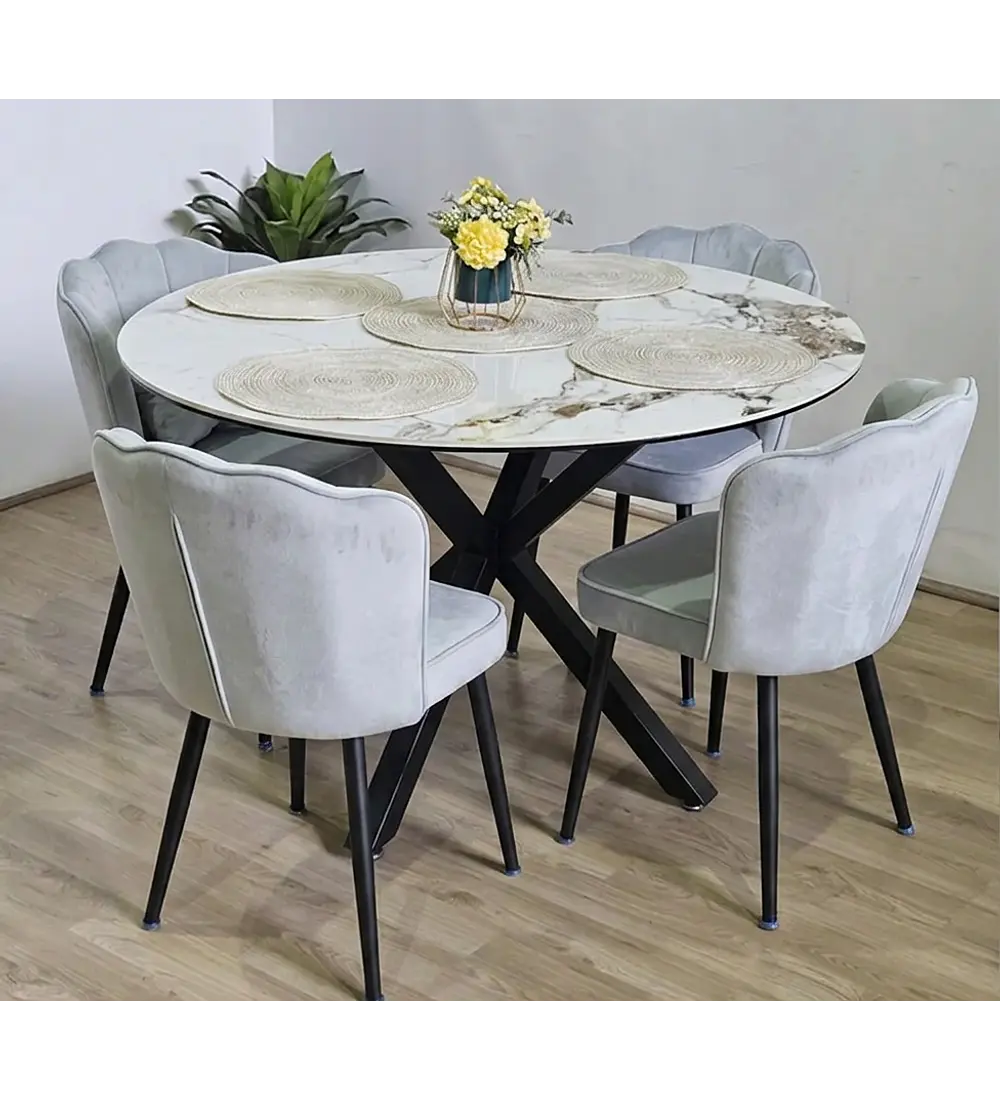Comedor Warwick Stone + 4 Sillas Corona Black