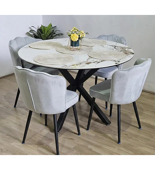 Comedor Warwick Stone Black + 4 Sillas Corona Black