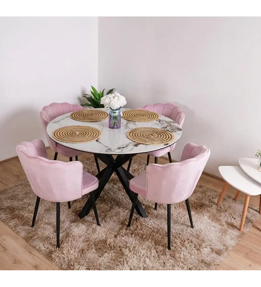 Comedor Warwick Stone + 4 Sillas Corona Black