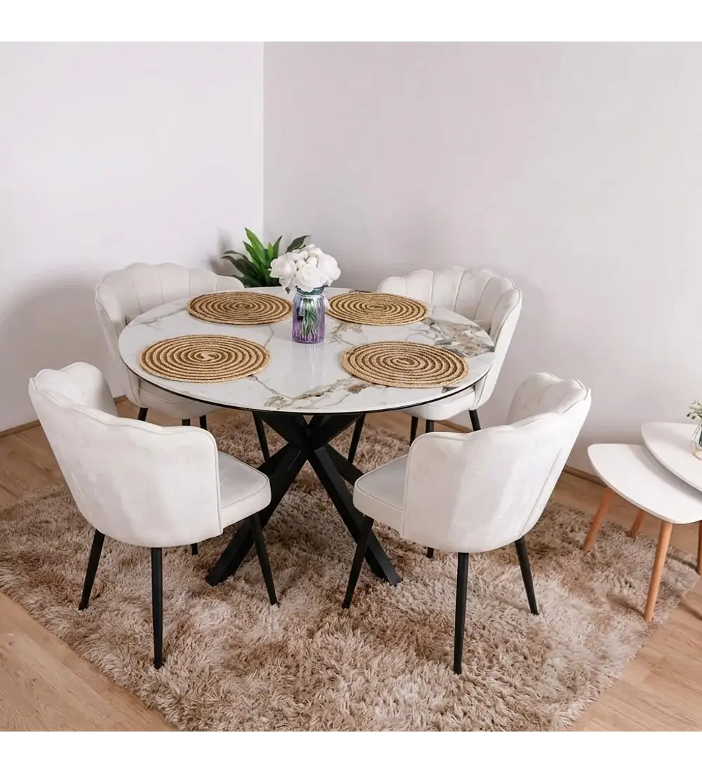 Comedor Warwick Stone + 4 Sillas Corona Black
