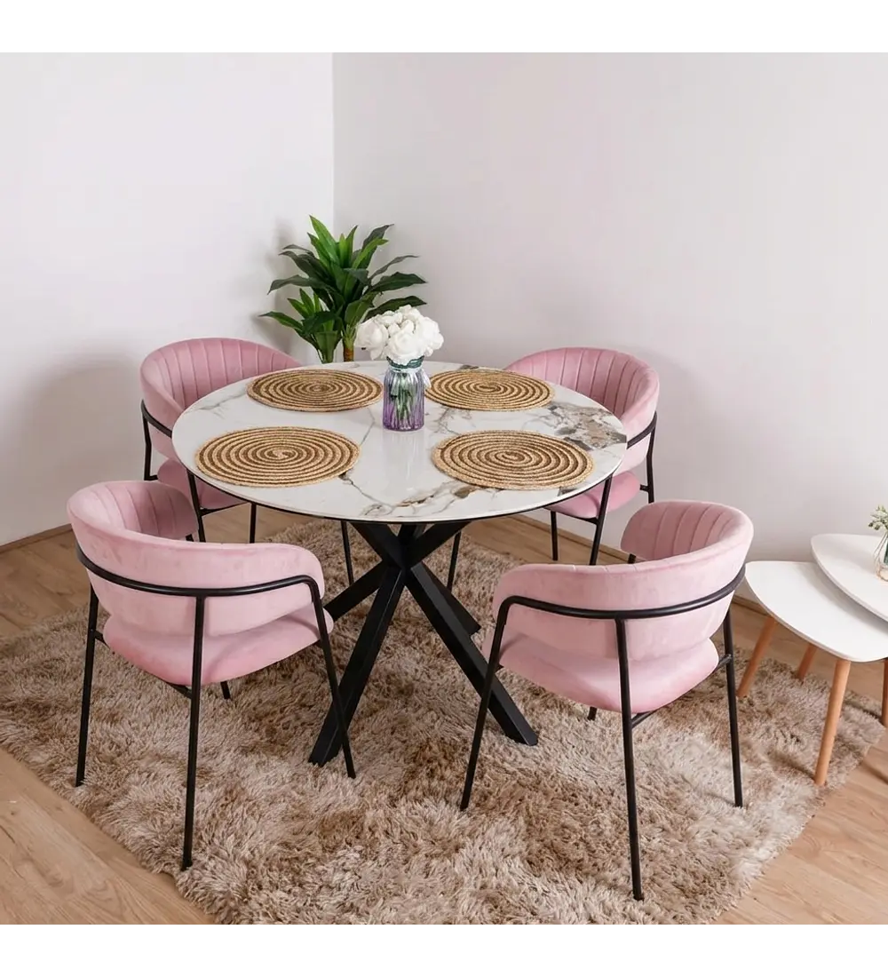 Comedor Warwick Stone + 4 Sillas Max Black