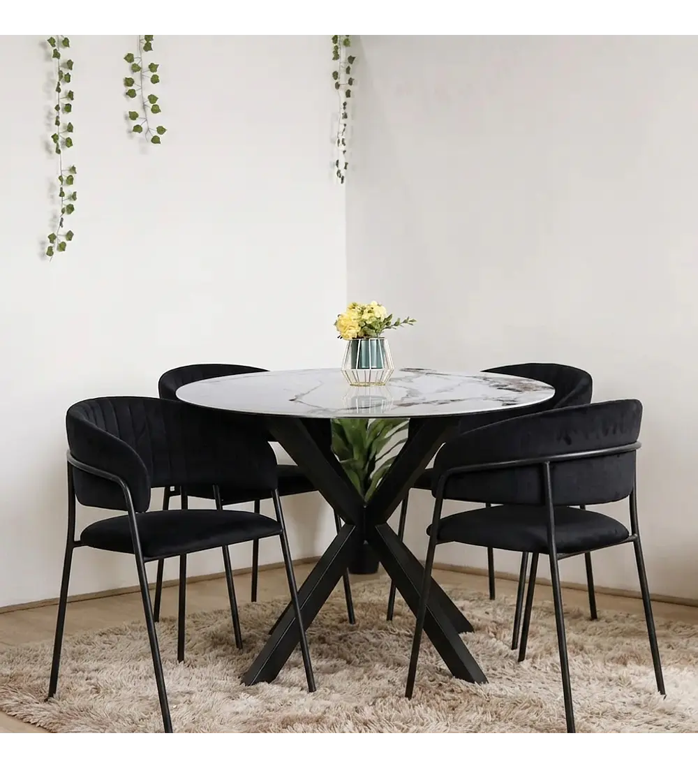 Comedor Warwick Stone + 4 Sillas Max Black