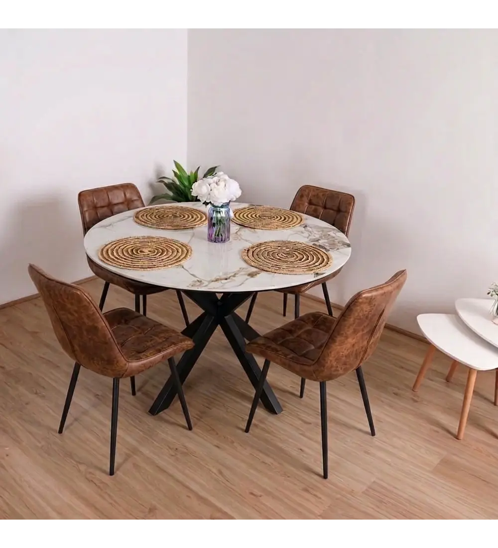 Comedor Warwick Stone + 4 Sillas Capitonne Top Vintage